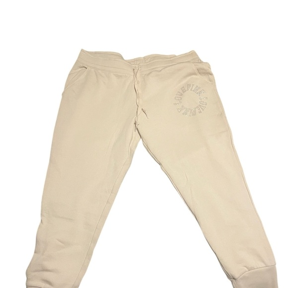 NWT VS Pink “Everyday Lounge Jogger”Size XXL in beige color w/ rhinestones brand - Picture 1 of 5